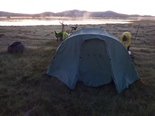 GDMBR: Dawn comes to the Lima Reservoir Wildlife Refuge and Wetland Wild Camp.